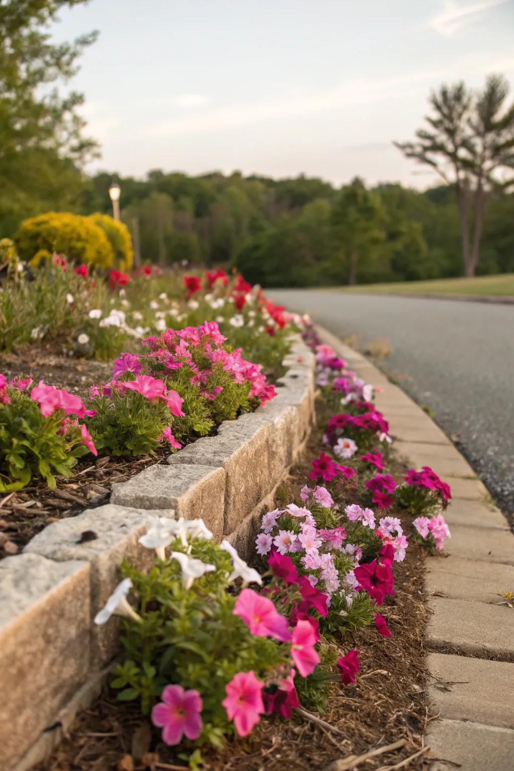 Live plant borders present a natural and organic edge for the flower bed.