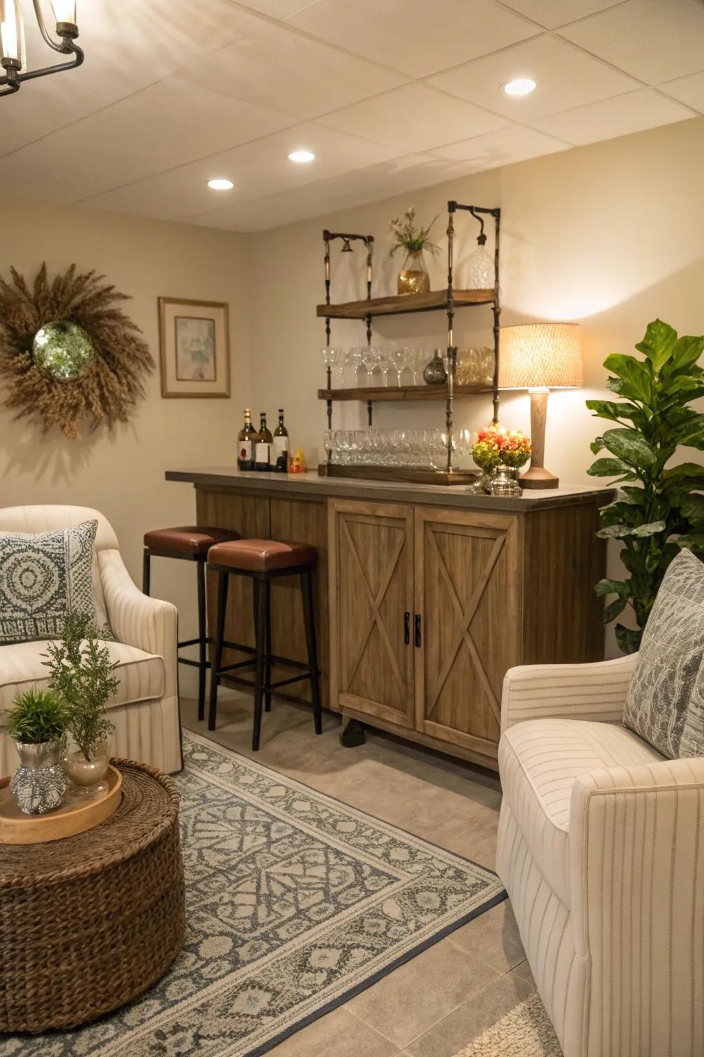 A snug nook bar calling for private get-togethers.