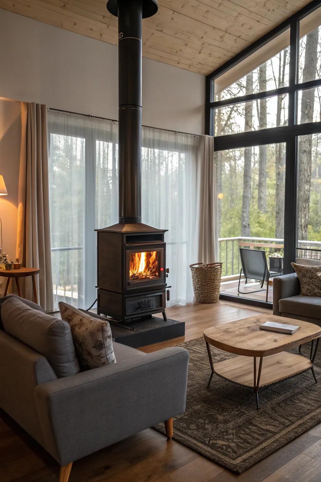 This heater is made to stand out by an elevated platform.