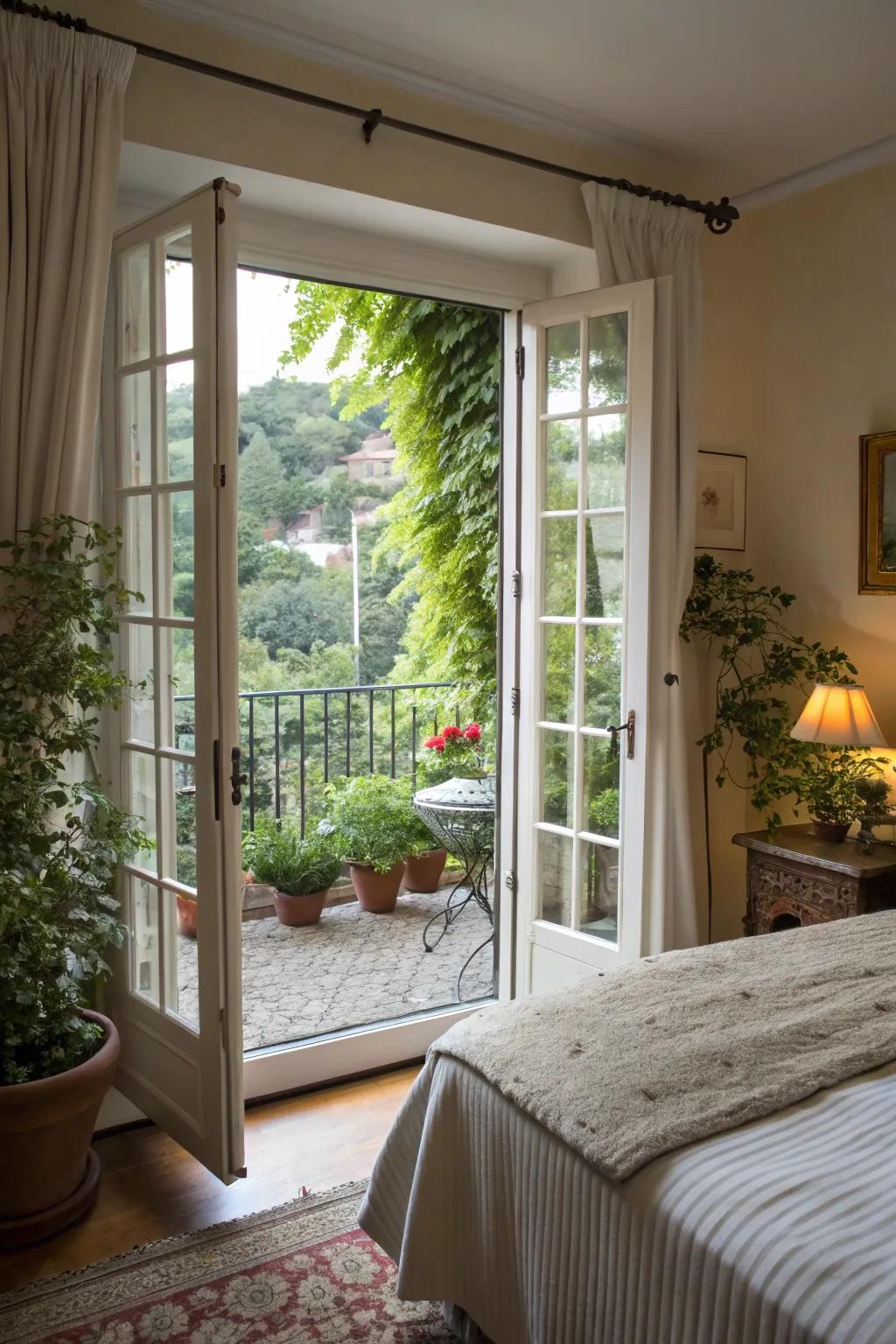 French doors invite light and nature into your room.