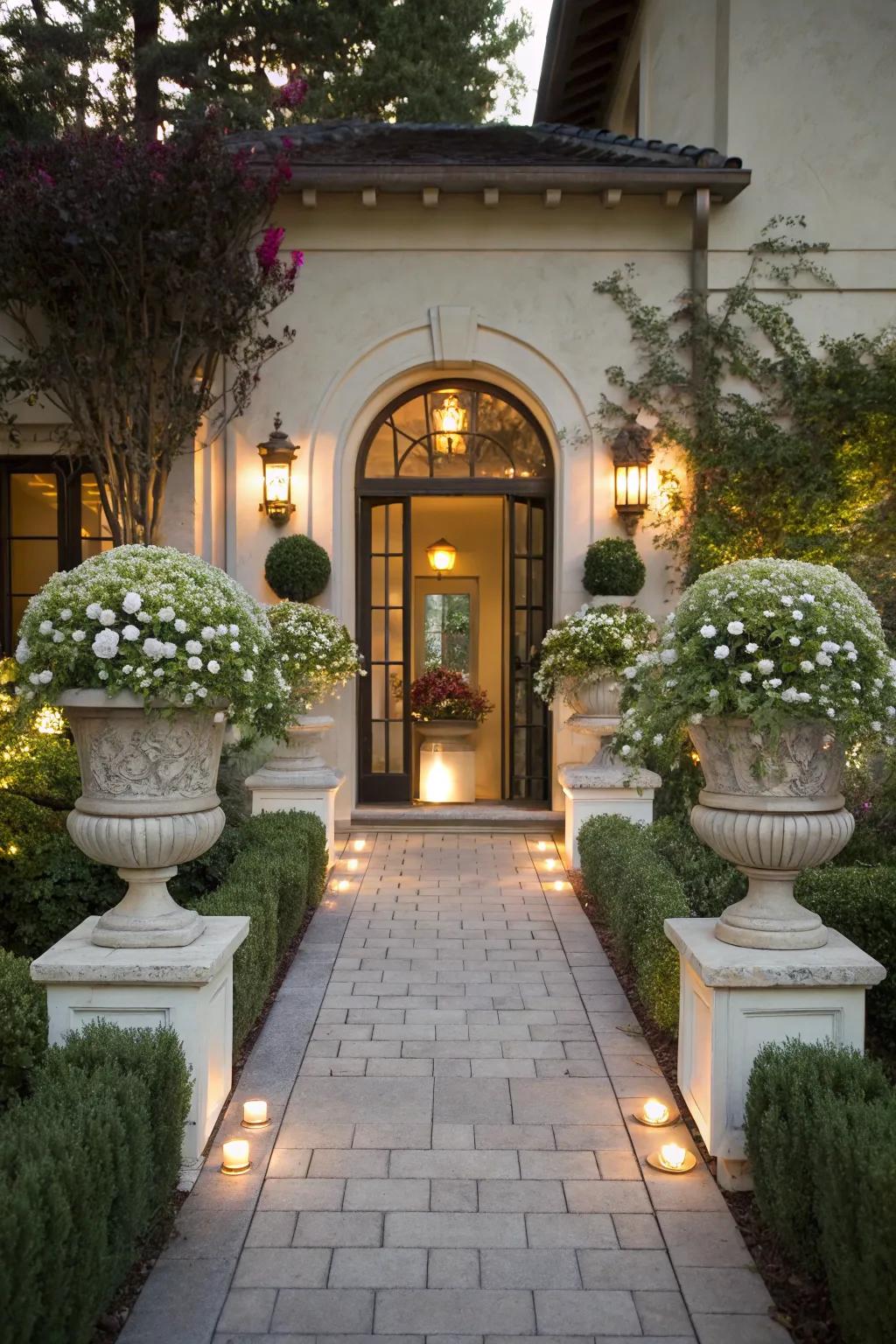 Symmetrical aspects delivering balance and style to the front entrance.