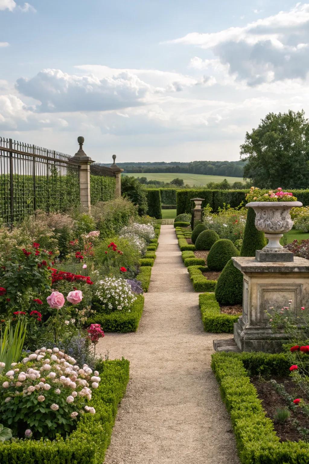 Symmetrical garden design for aesthetic balance.
