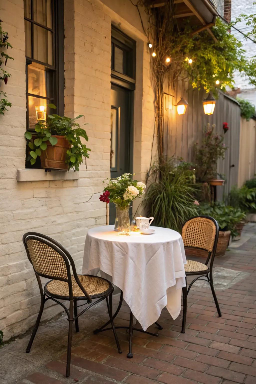 A bistro corner makes for delightful patio dining experiences.