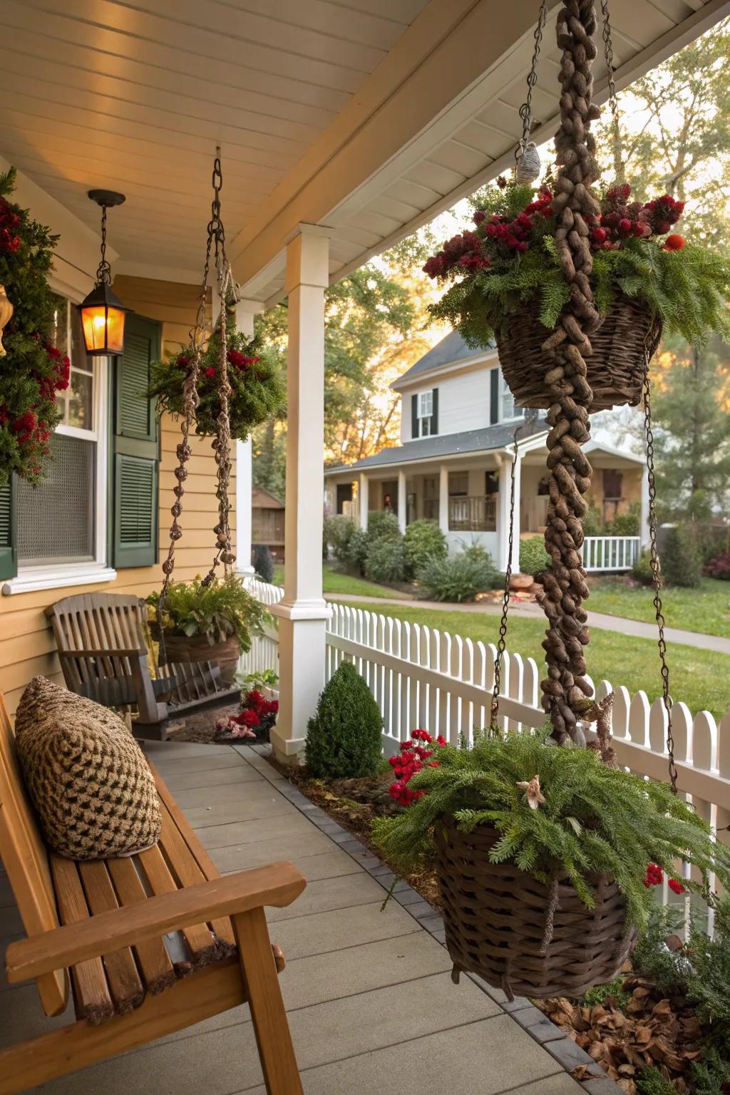 Natural components contribute rustic charm to your holiday decorations.