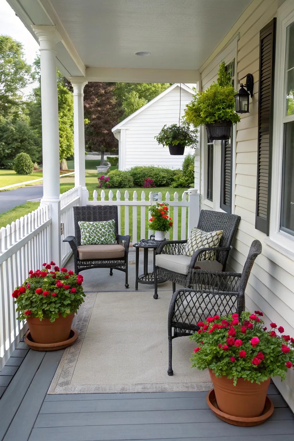 Symmetrical design imparts harmony and balance to your porch.