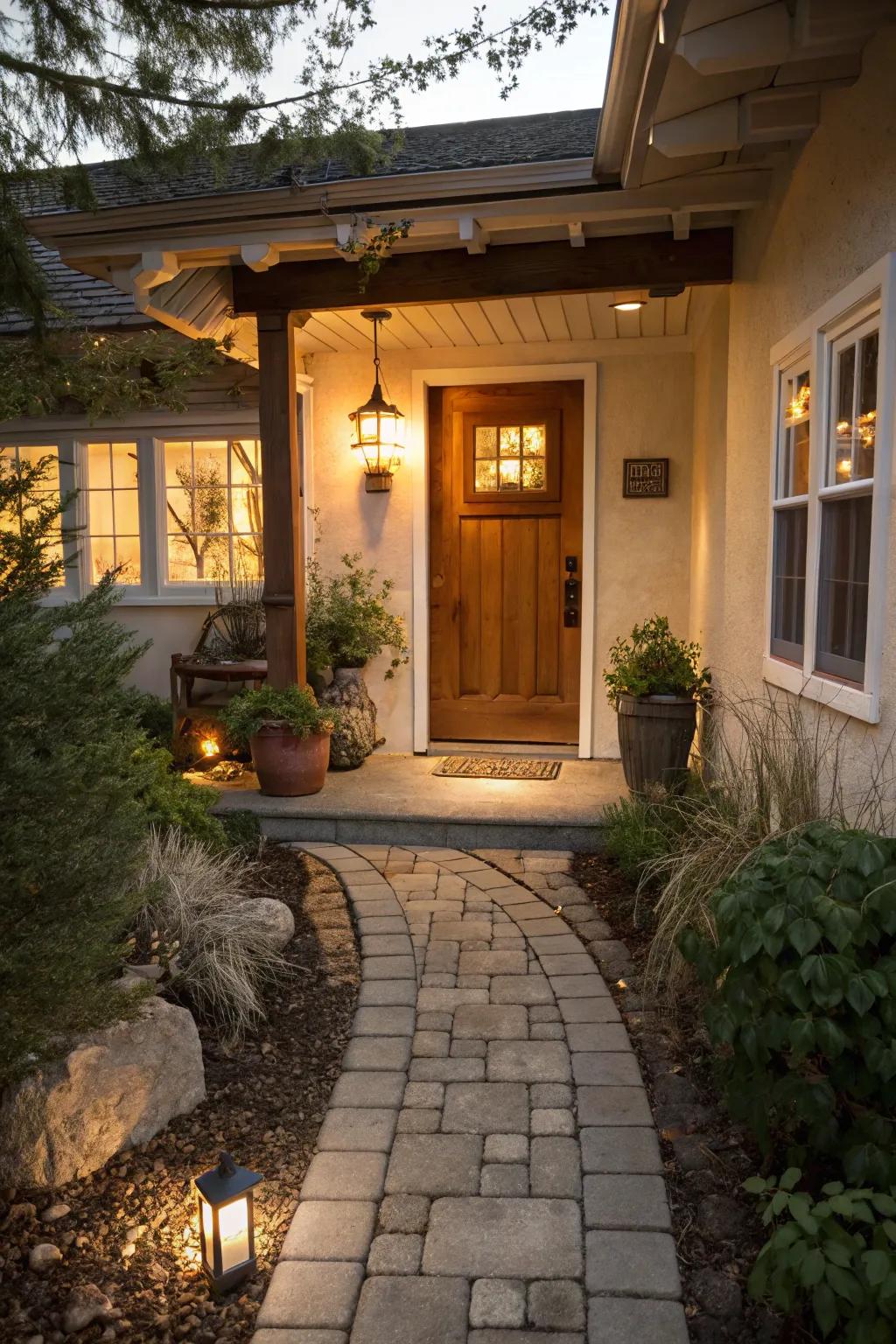 Accent illumination fashions a captivating nighttime atmosphere.