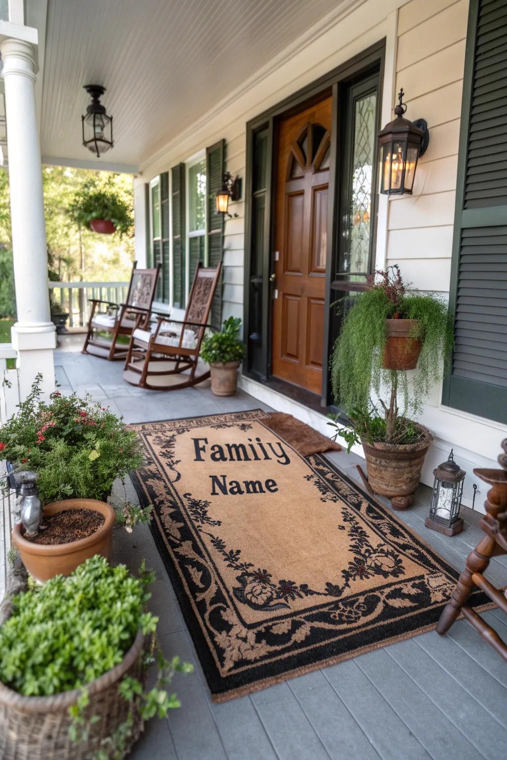 Personalized rugs add a unique family touch.