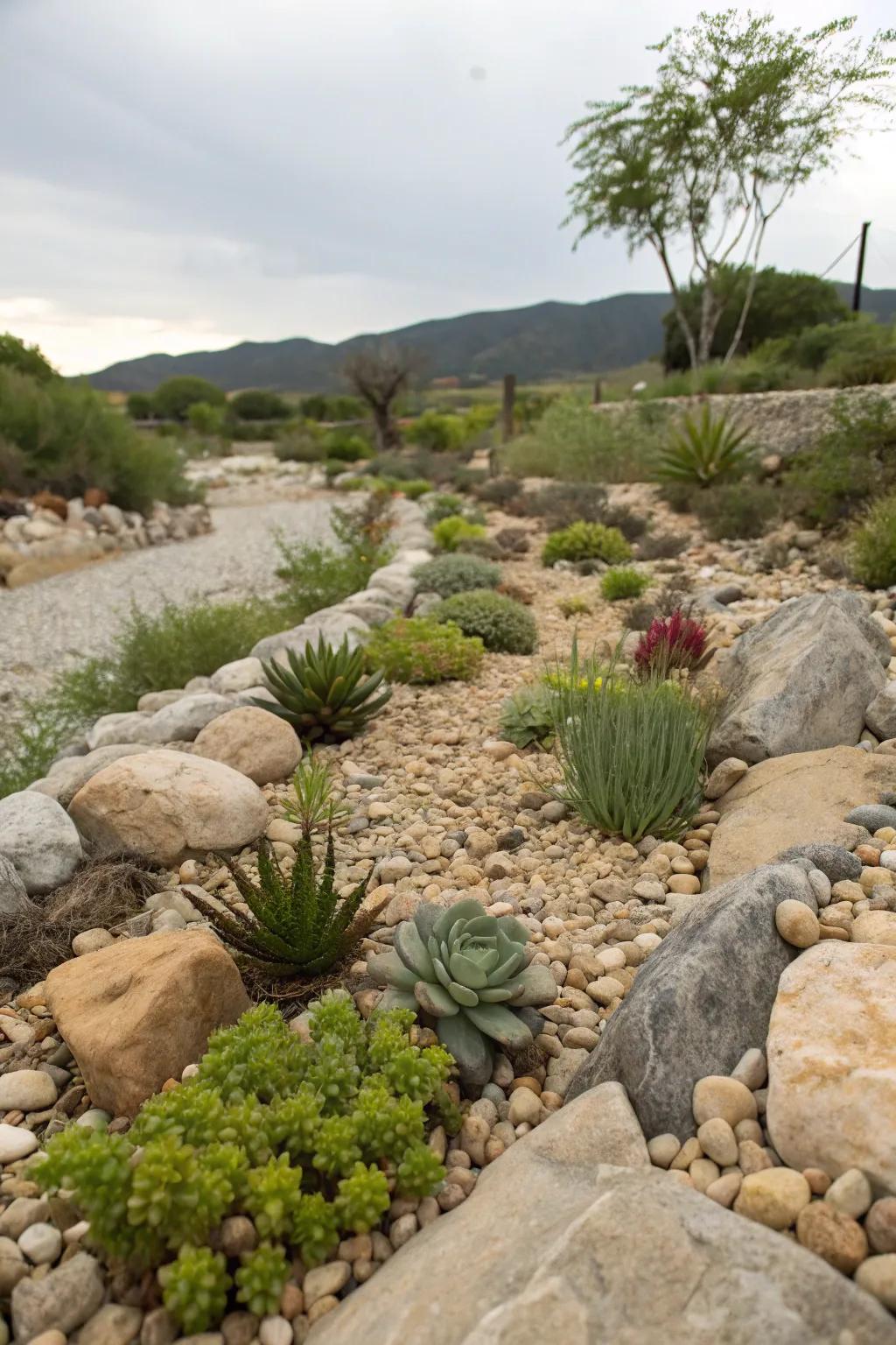 A small garden inside your streambed incorporates detail and appeal.