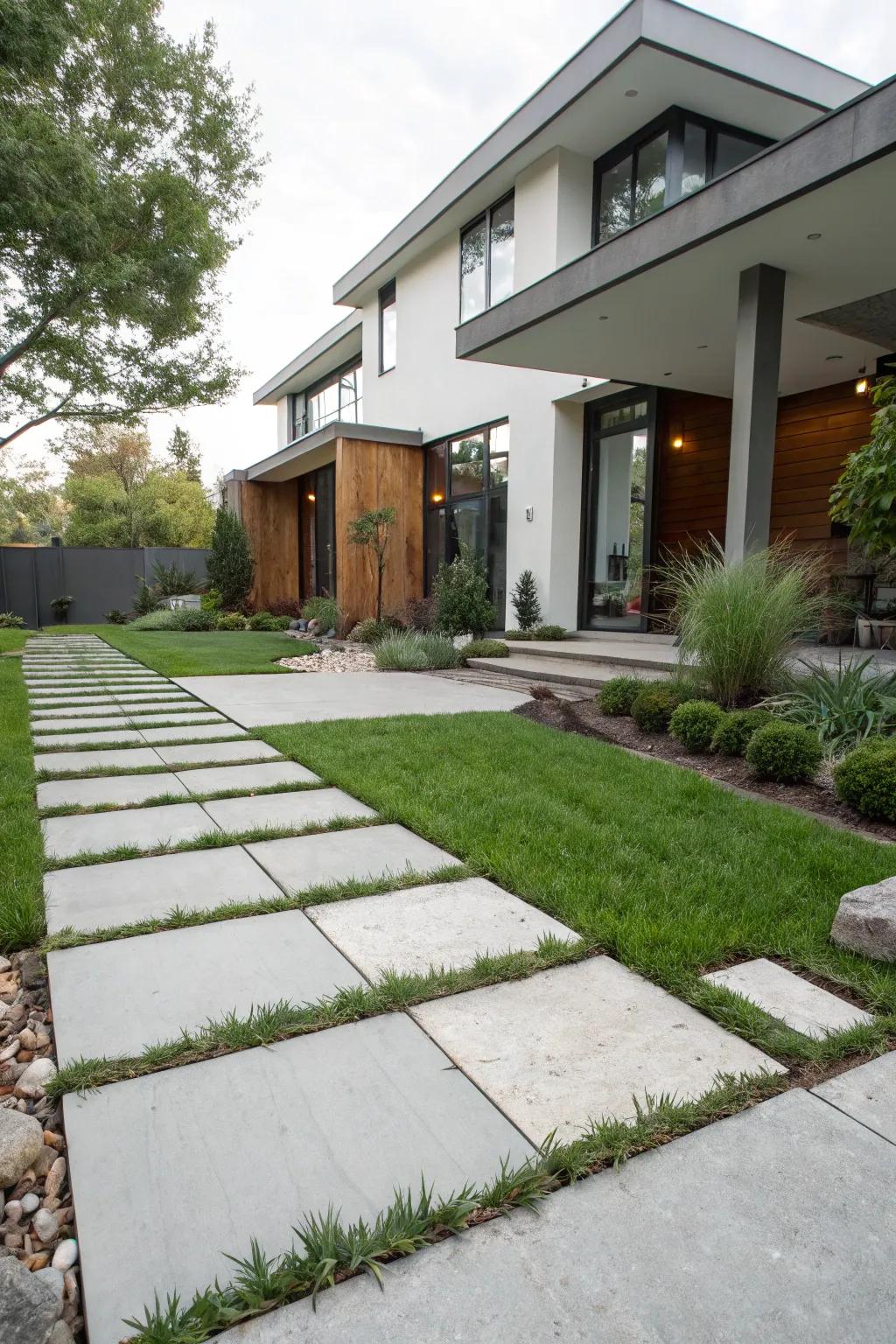 Large slab pavers offer a contemporary appeal.
