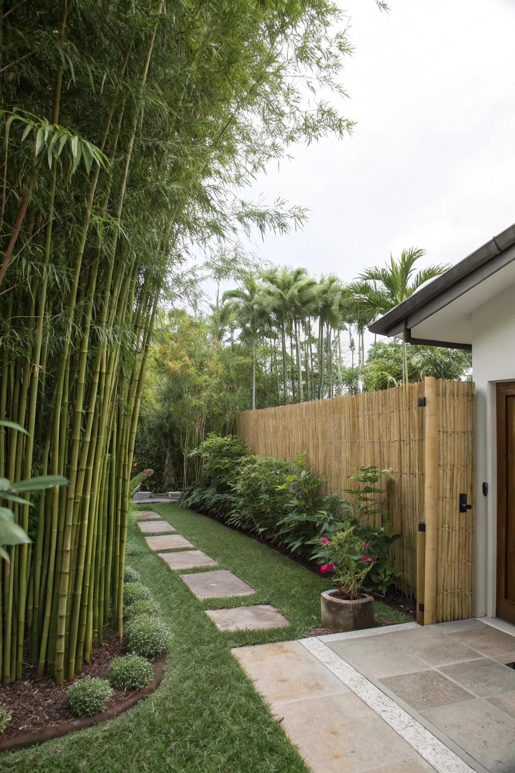 Reed screens bring a touch of the tropics with quick-growing seclusion.