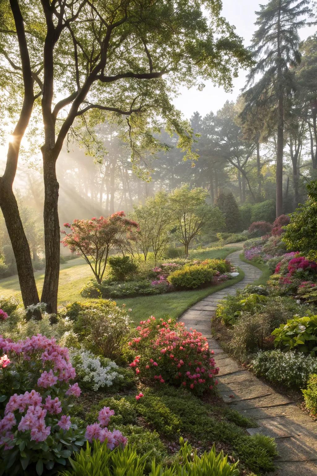 Dappled light makes a dynamic interplay.