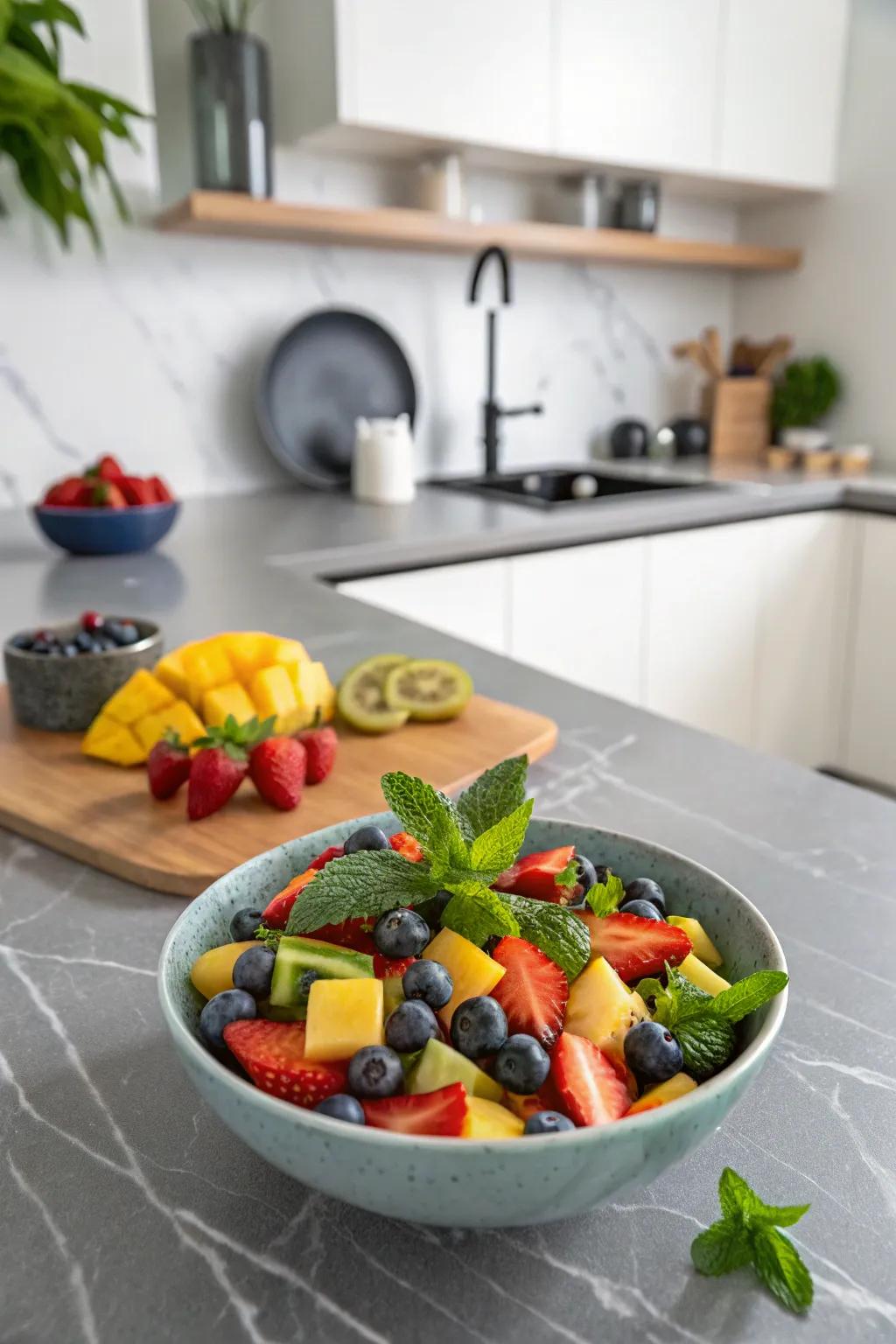 Herbs like mint introduce a refreshing and fragrant touch to fruit salads.