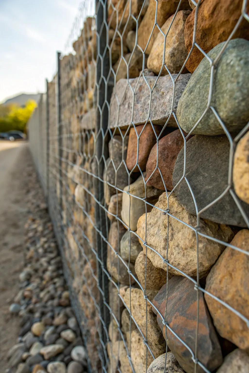 Customize your pebble-filled barrier with creative rock fillings.