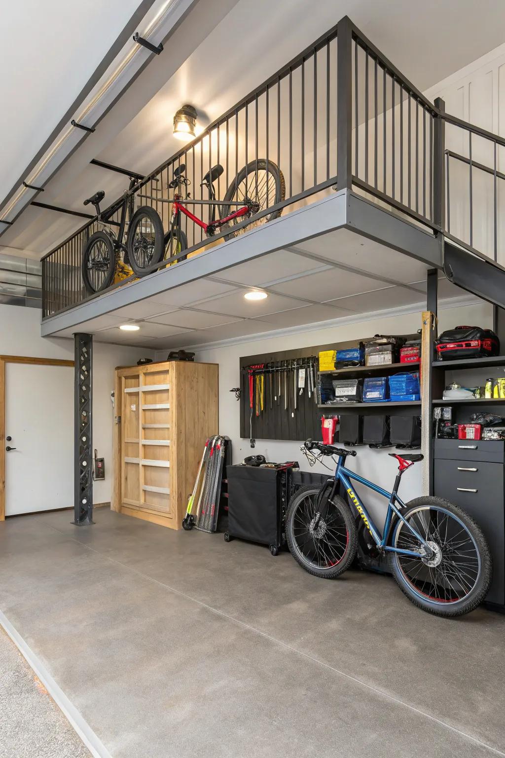 Efficiently using overhead space with a well-organized loft.