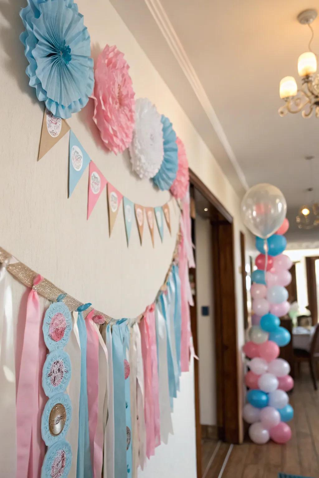 A handmade banner that provides a special, personal touch to the decor.