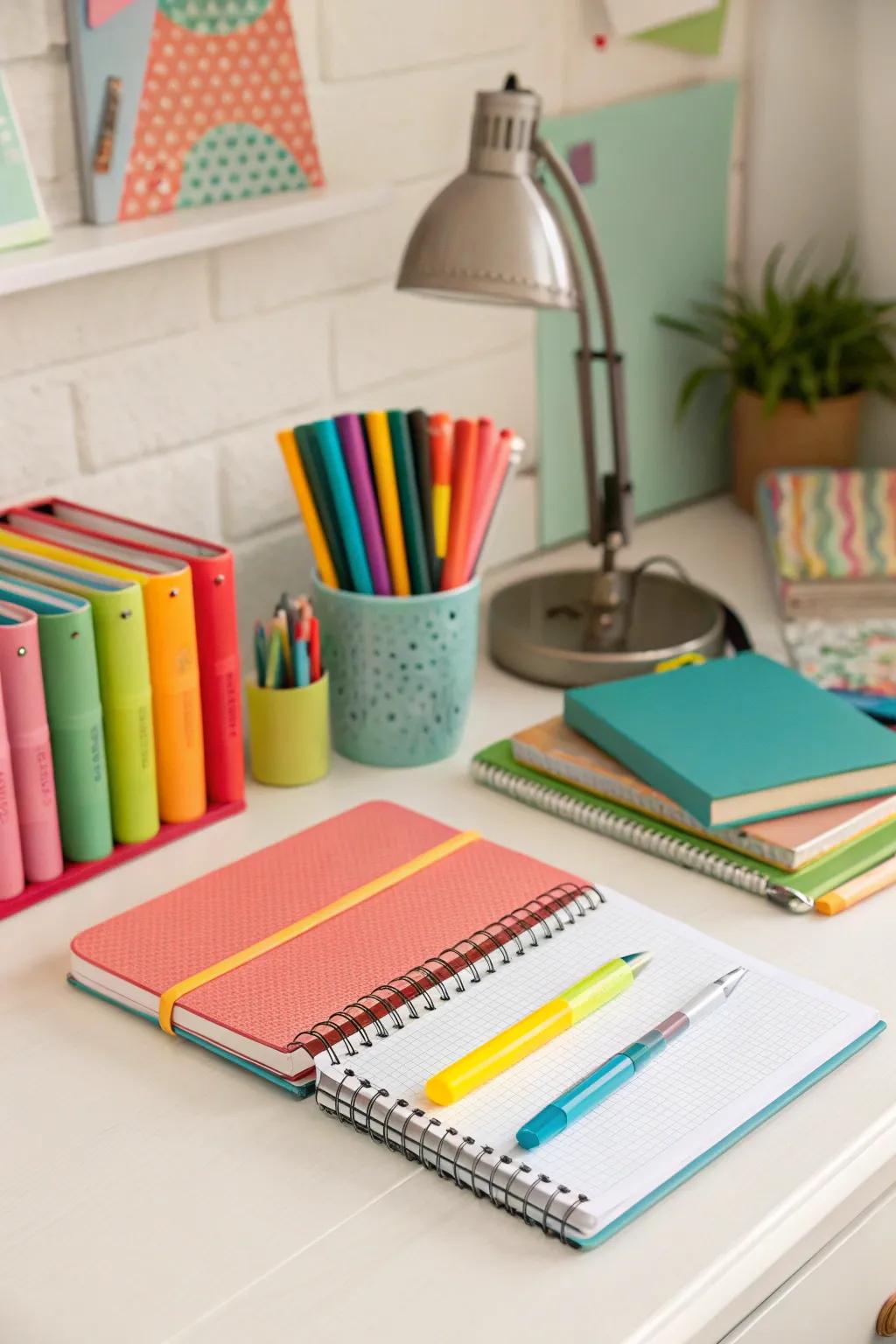 A stationery set that brings color and organization to any workspace.