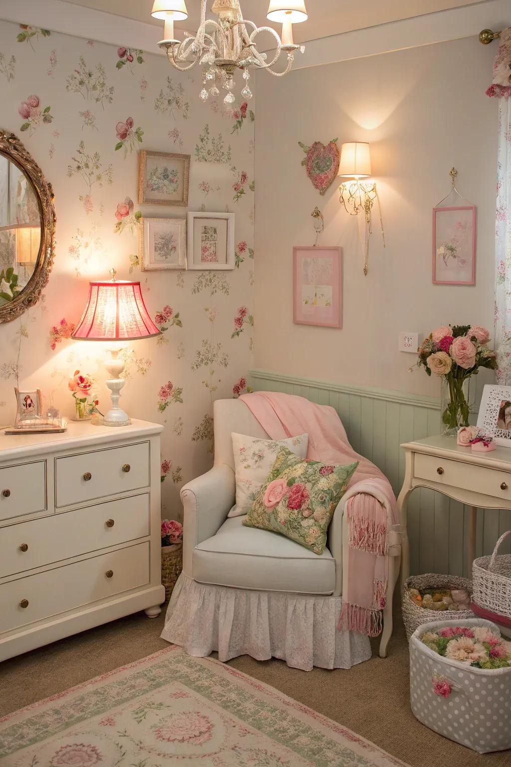 Gentle lighting introduces warmth and romance to the space.