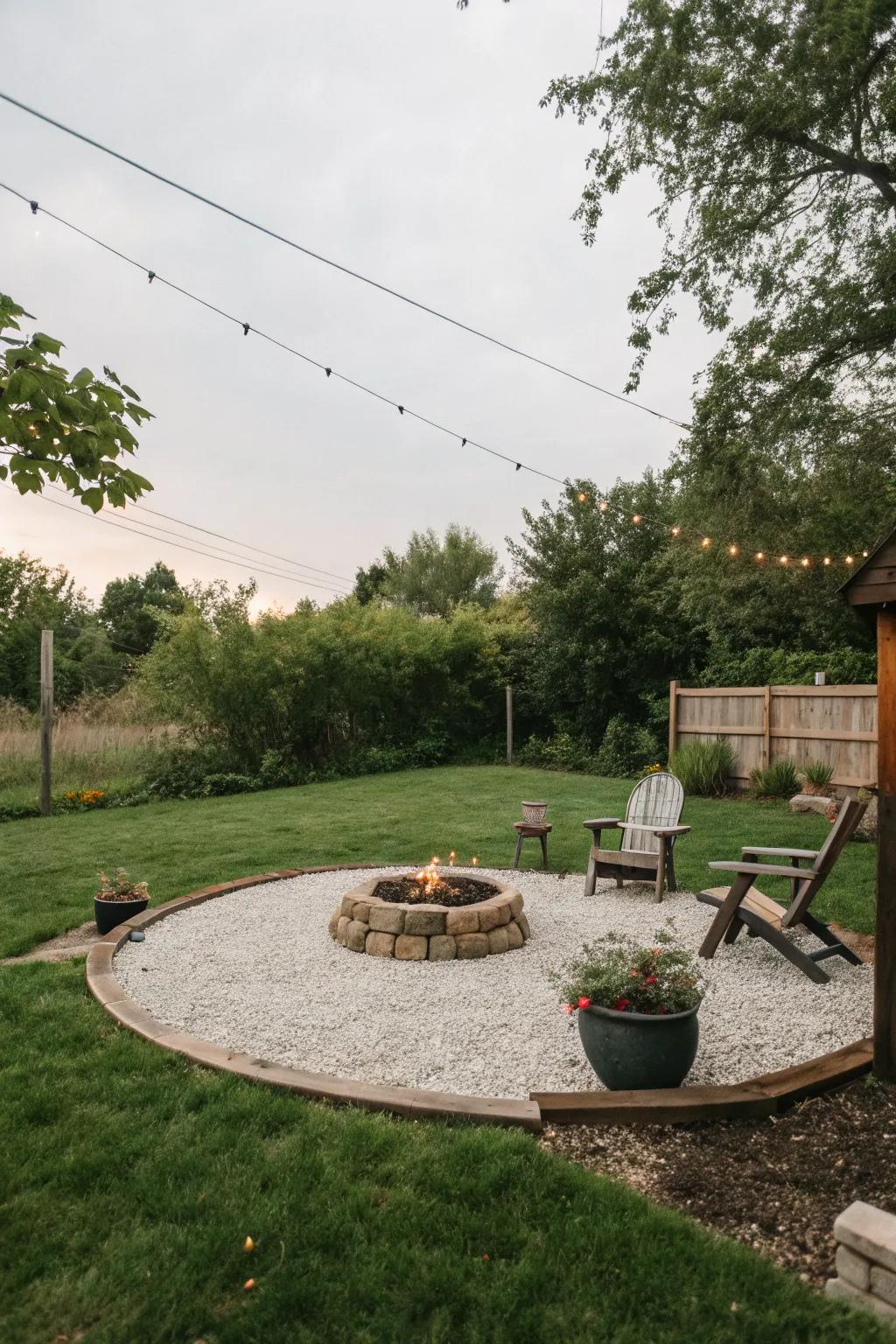 Small stone gravel offers a cost-effective solution with great aesthetics.