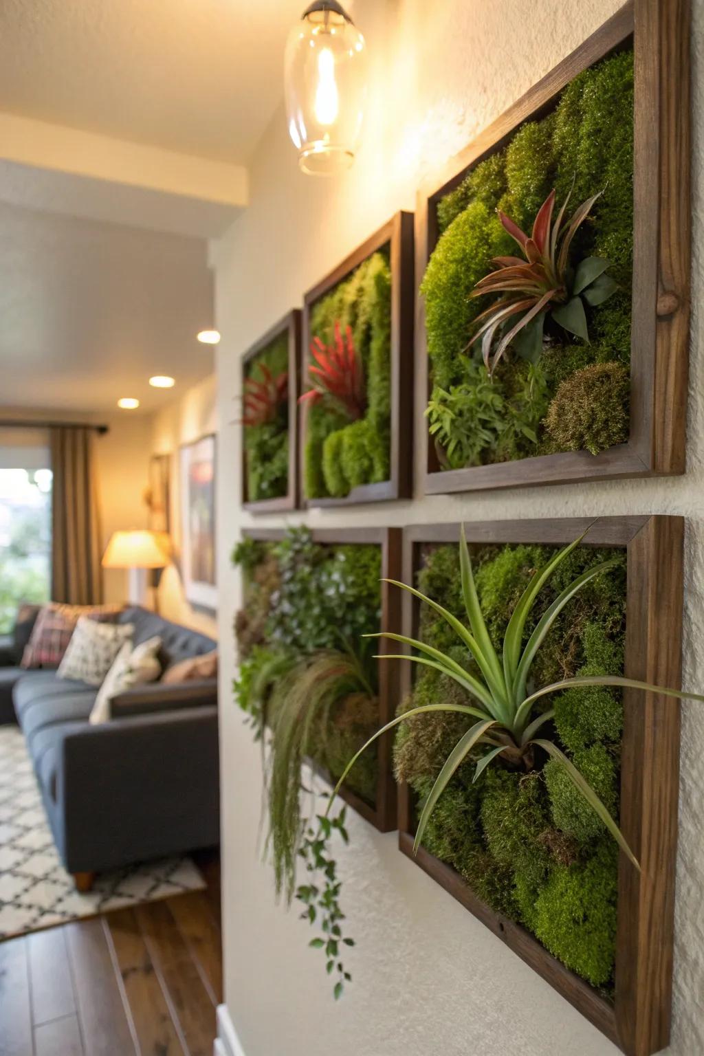 Animated planting frames fashion an energetic, textured art element.