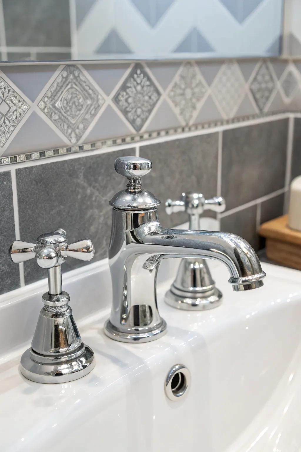 Chrome fixtures offer a sleek and polished finish to the bathroom.
