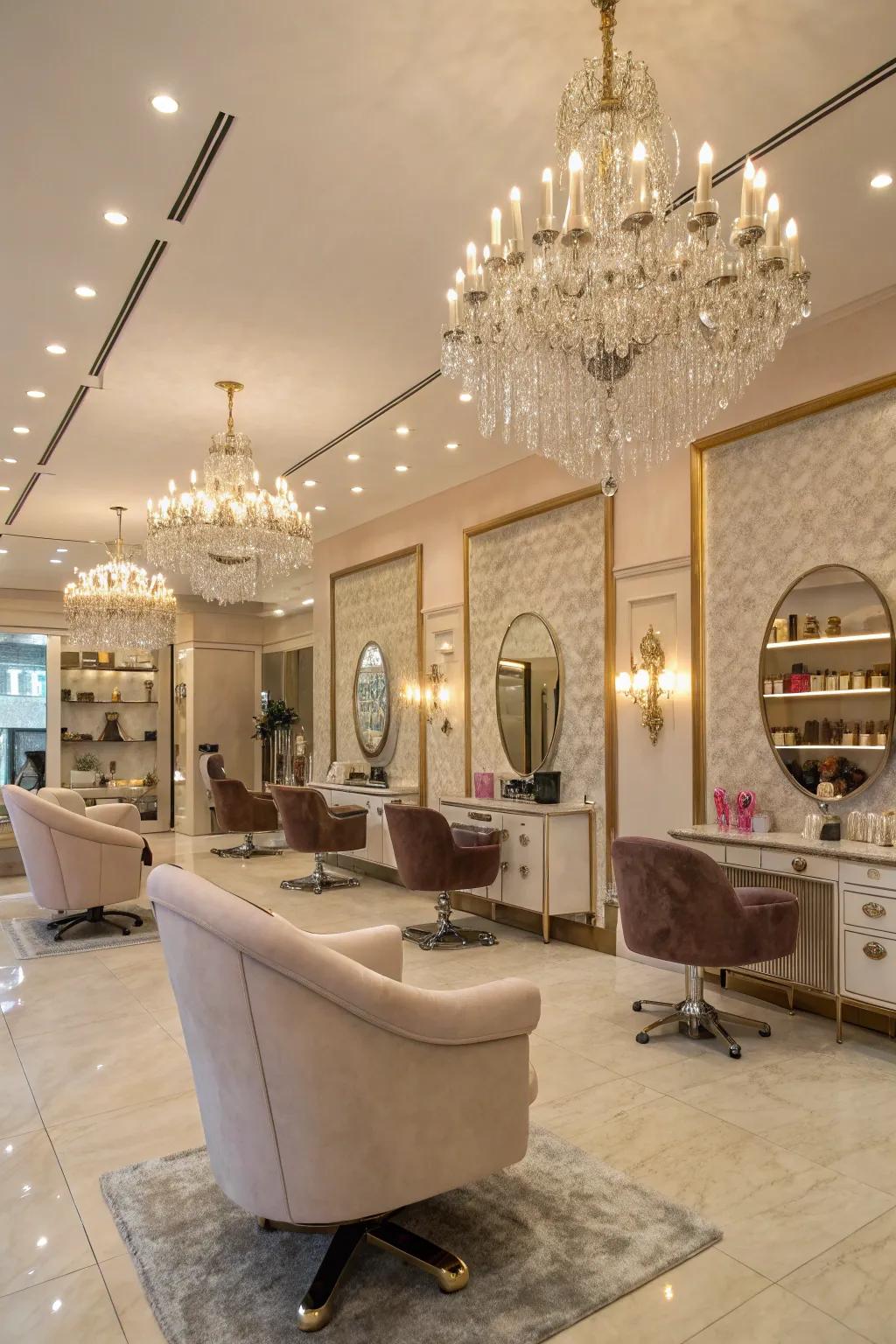 Luxurious touches add a sophisticated air to your salon.