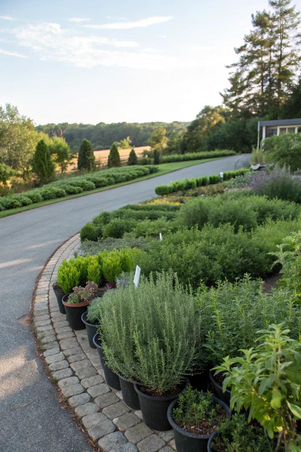 An herb garden provides aroma and function.