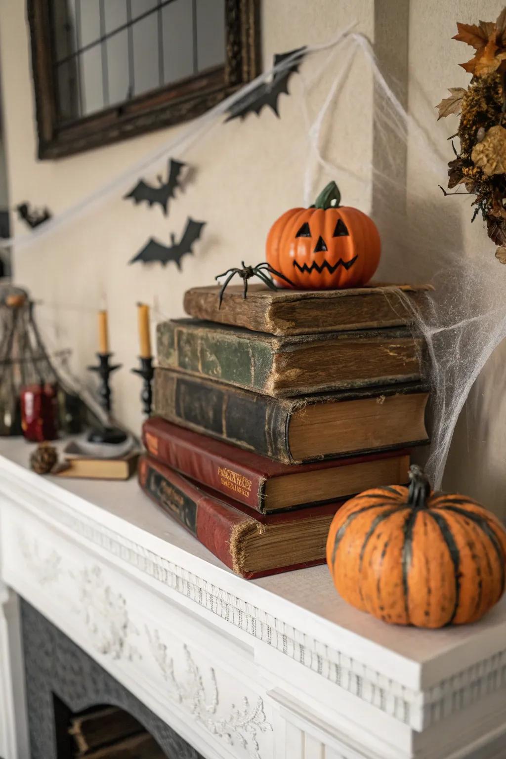 Antique novels add a scholarly, mysterious accent.