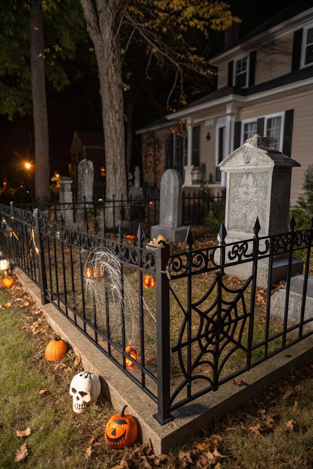 Create a defined space with faux fencing around your graveyard.
