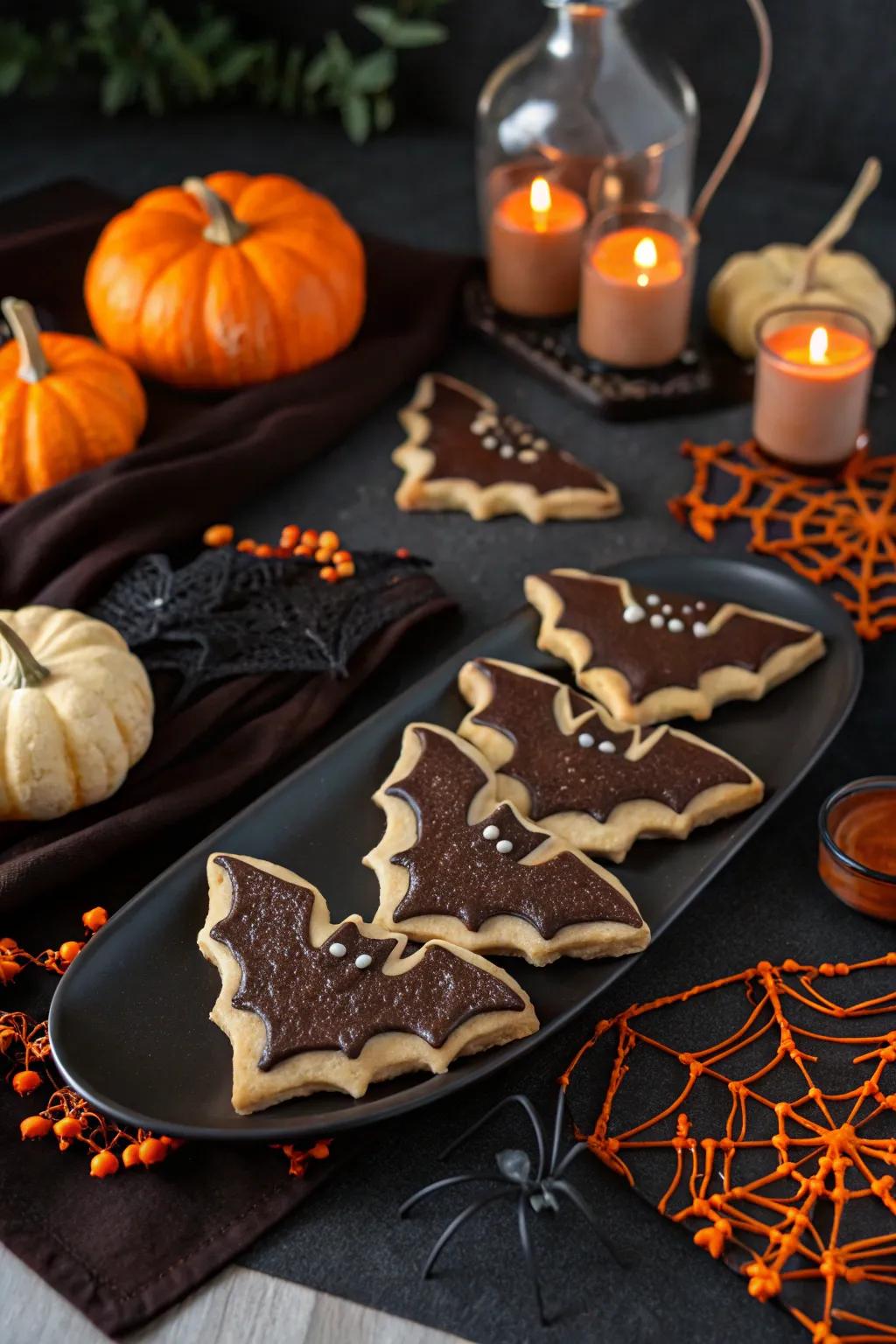 Flittermouse-shaped biscuits that include a spooky tempting detail.