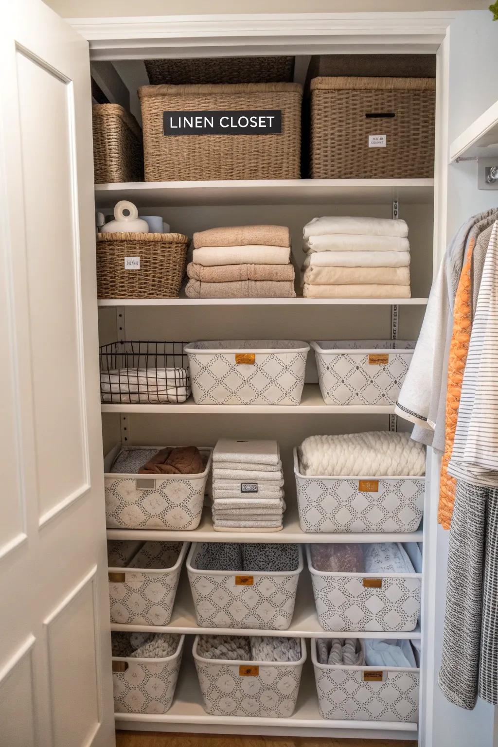 Rotate linens according to the season for the best organization.