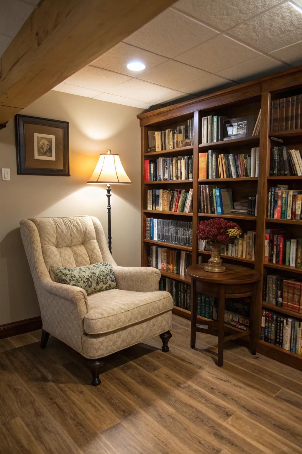 Find peace in a comfy reading corner great for losing yourself in a good novel.