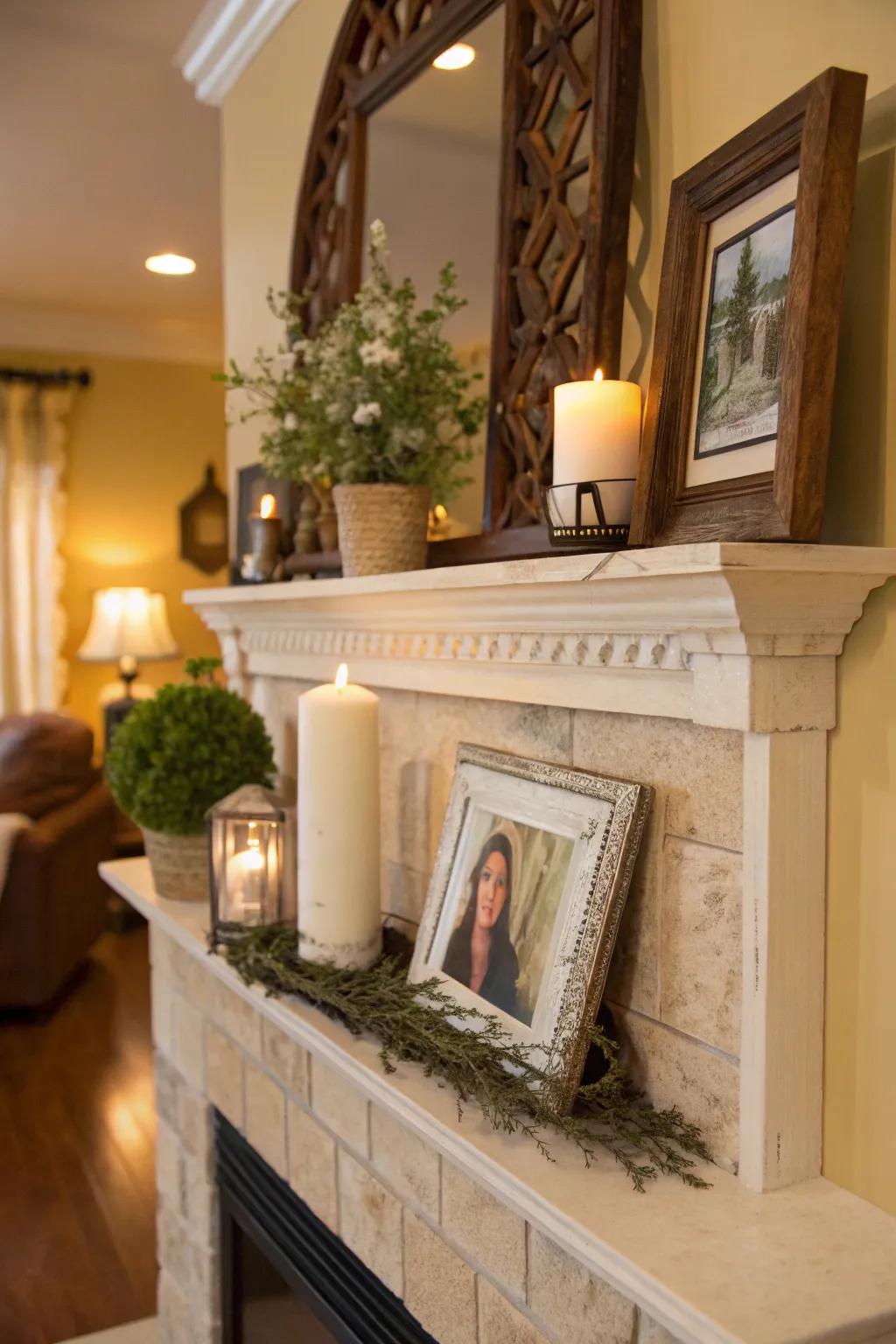 Asymmetry can inject a playful element into your fireplace.