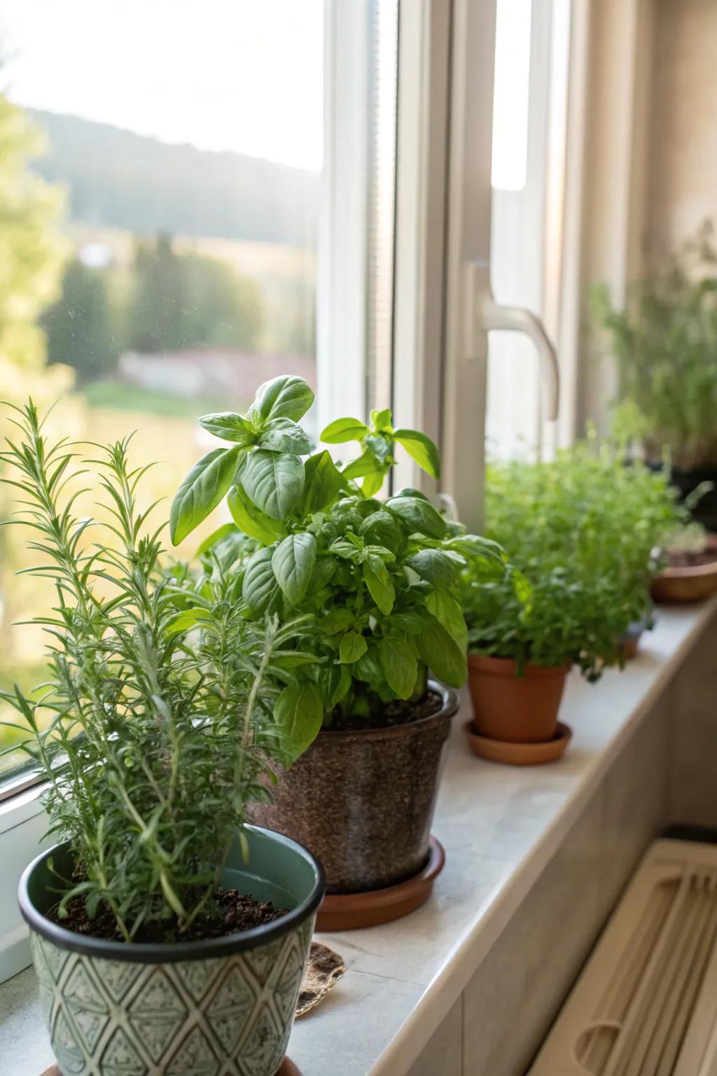 A small herb garden brings fresh smells and tastes to your kitchen.