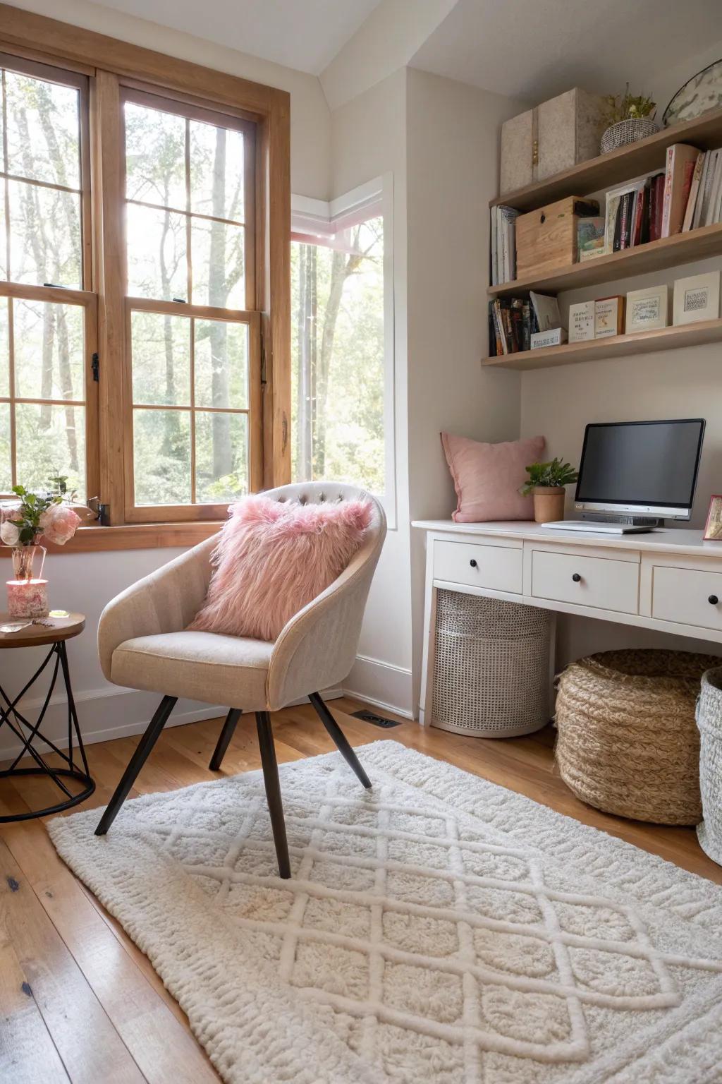 Cozy touches make your office more inviting.