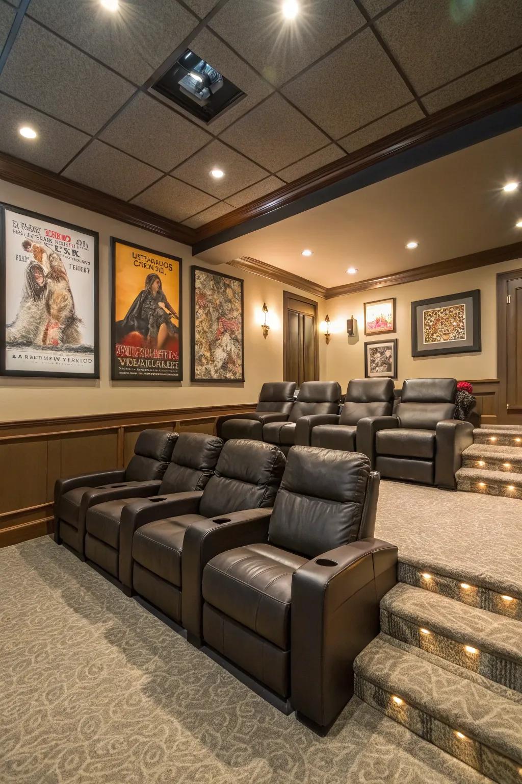 Themed wall art adds identity and cohesion to your personal cinema.
