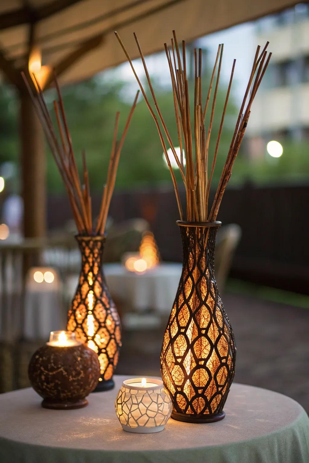 Radiant sticks illuminate the night through retro flair.