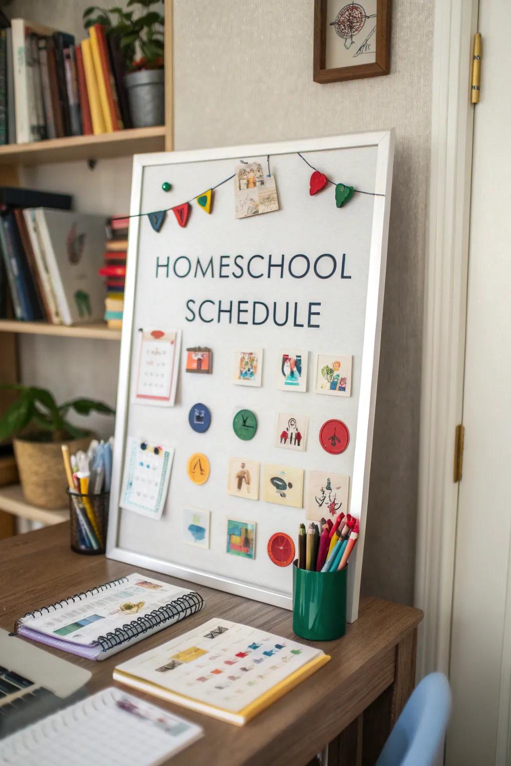 Magnetic boards make it easier to see and arrange daily schedules and other crucial information.