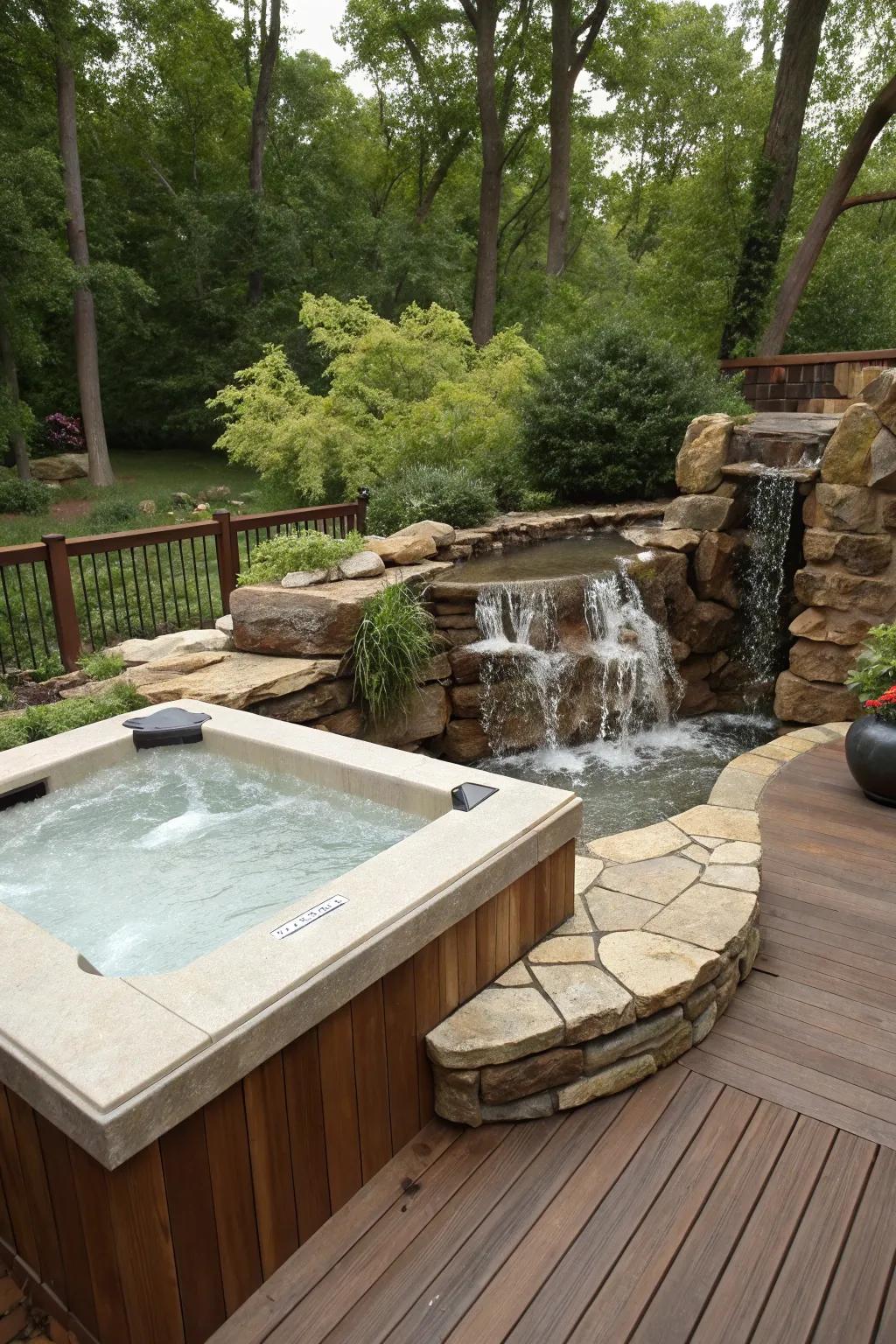 A cascading feature adds calming acoustics and visual appeal.