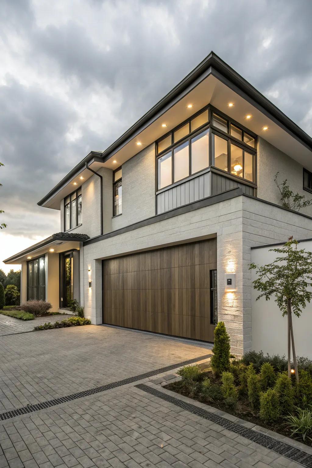 A garage that fits in perfectly with the overall design.