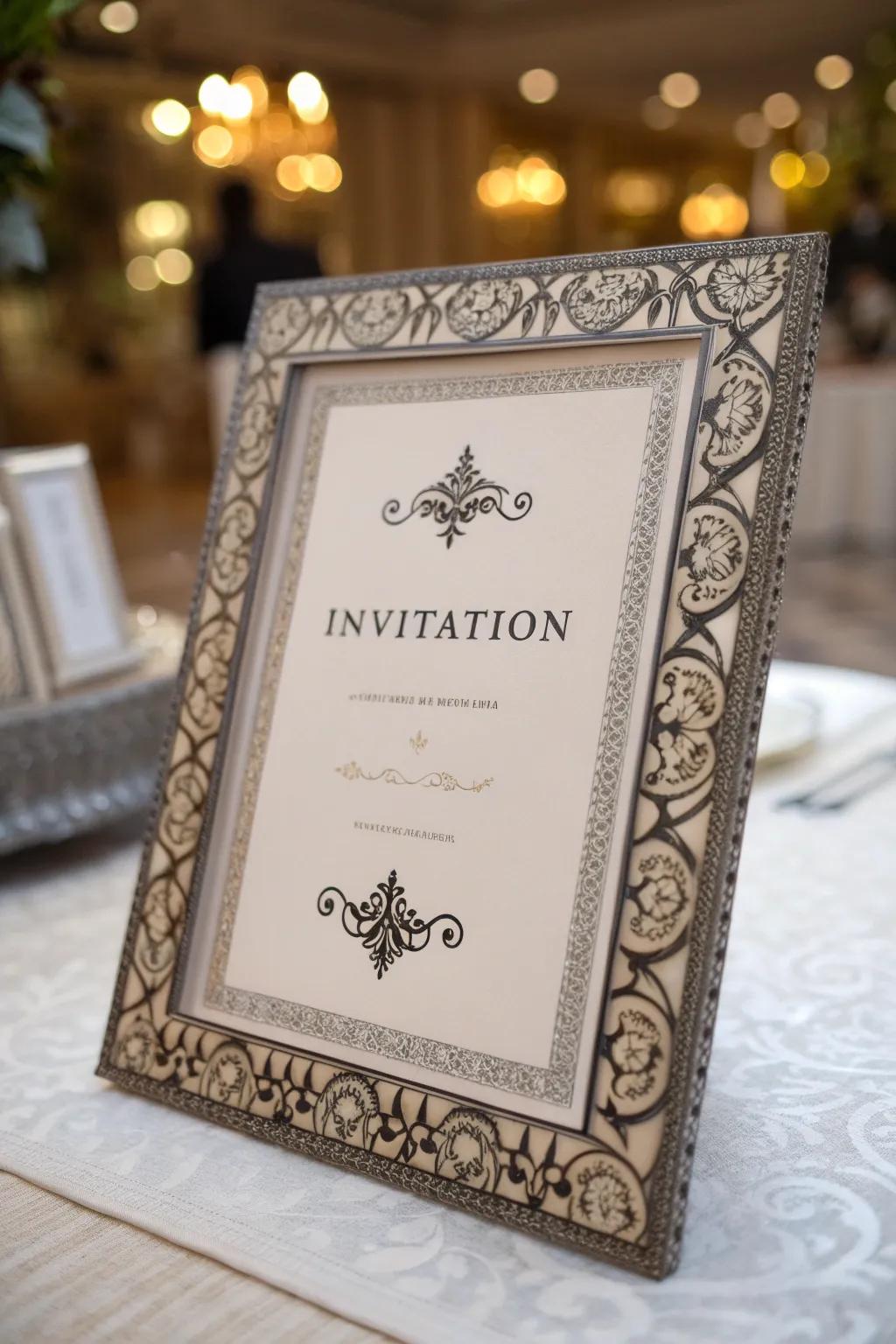 Elegant borders frame your invitation content beautifully.