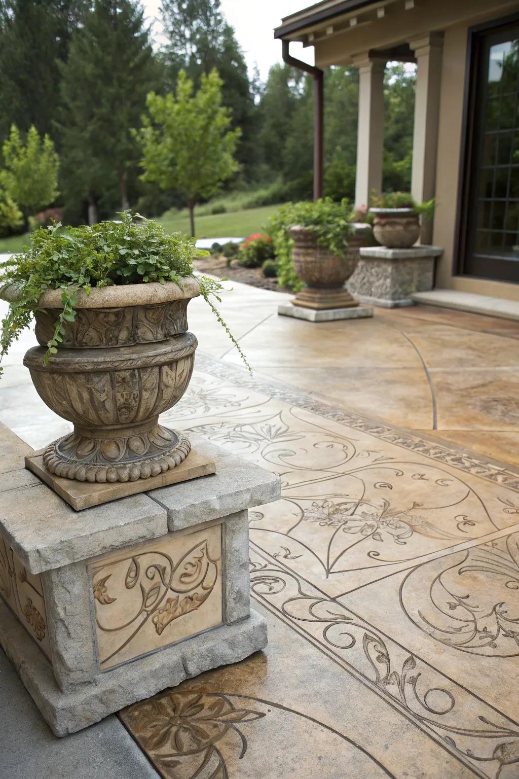 Stained patterns lend a distinctive, artistic touch to your patio.