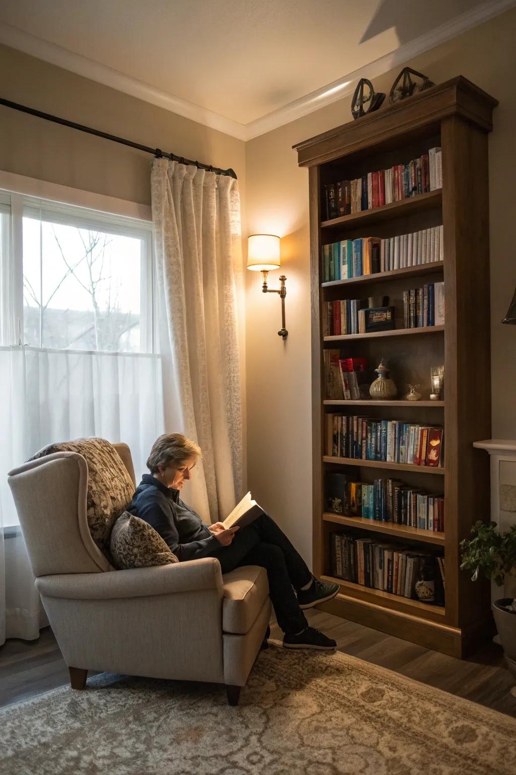 A comfortable nook perfect for unwinding and reading