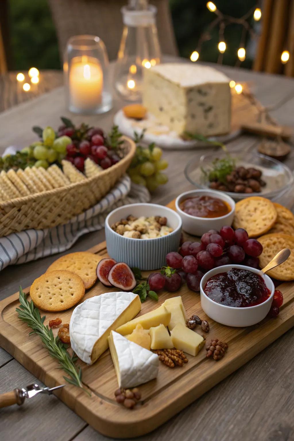 An amazing cheese selection with a variety of flavors and textures.