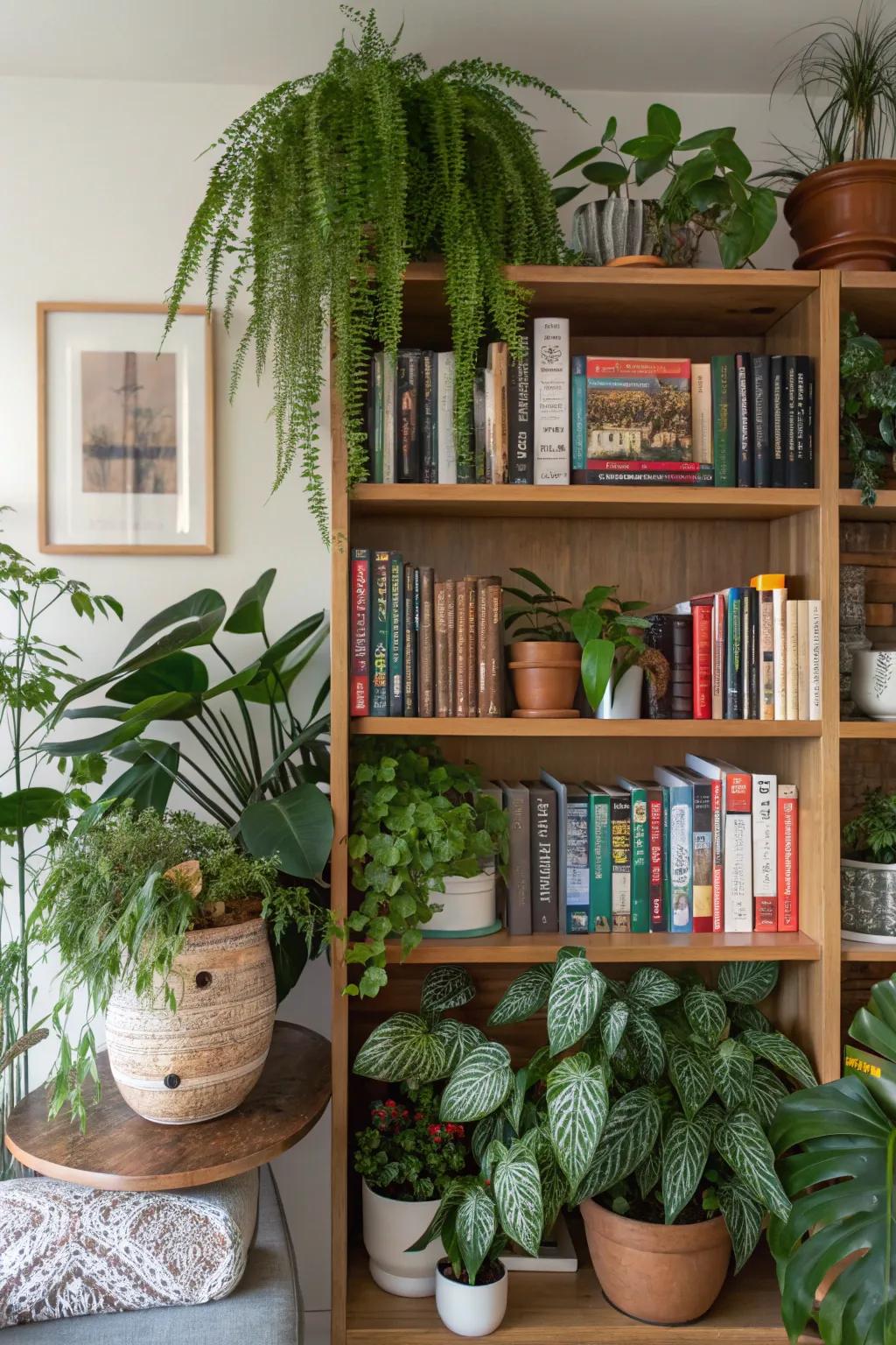Turn your bookshelf into a lush jungle.