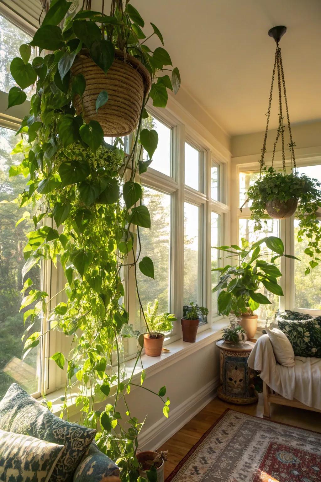 Spotlight vibrant growth in sunlit spaces.