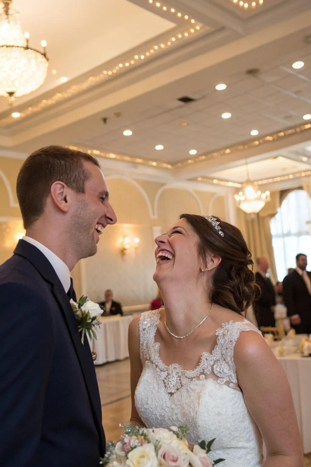 Authentic laughter captures the joy of the day.