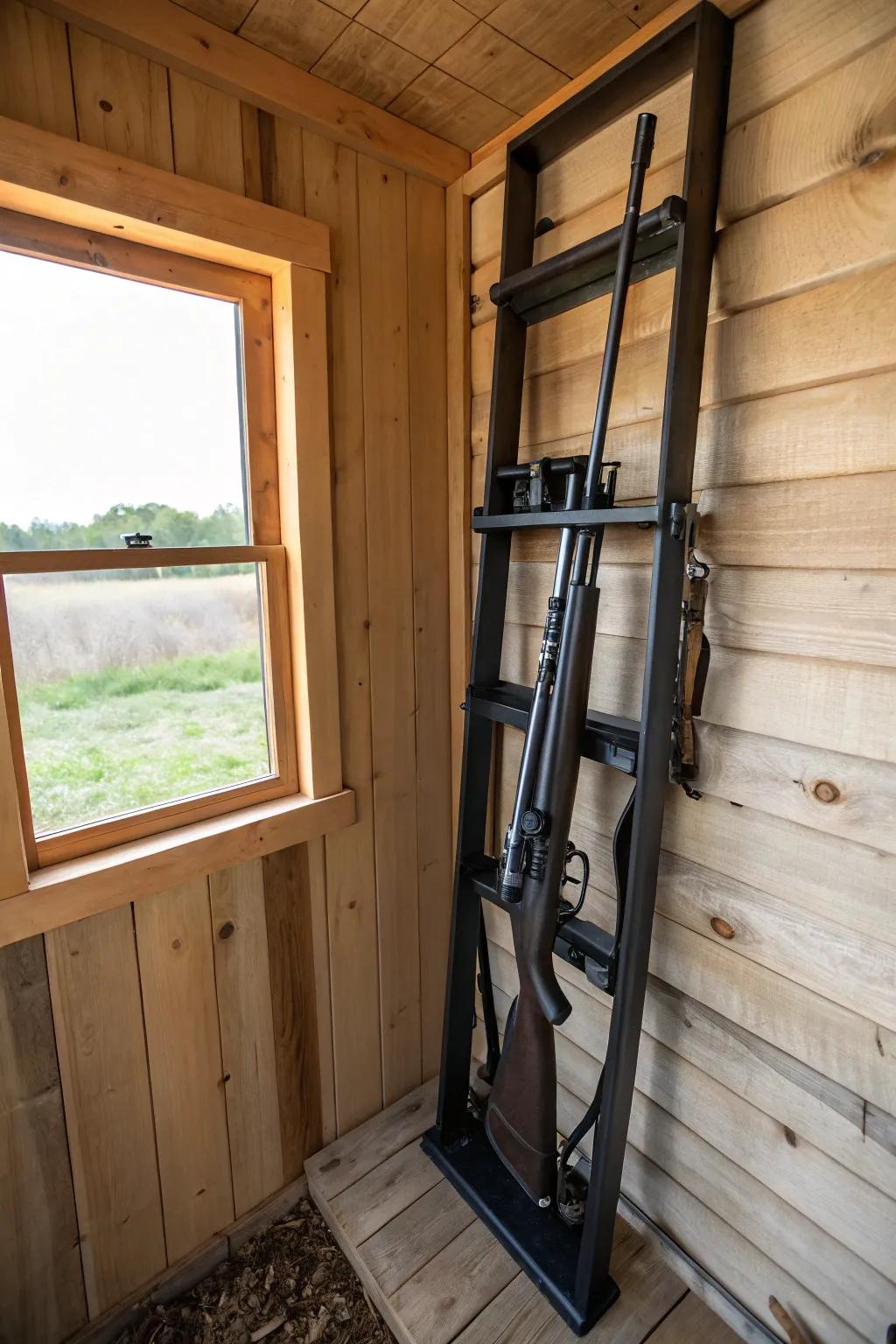 Vertical racks offer secure, instant access to your firearm.