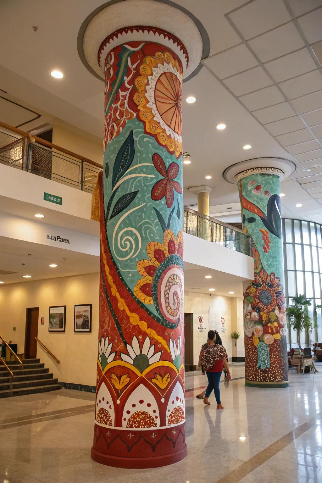 Columns as surfaces for unique graphics.