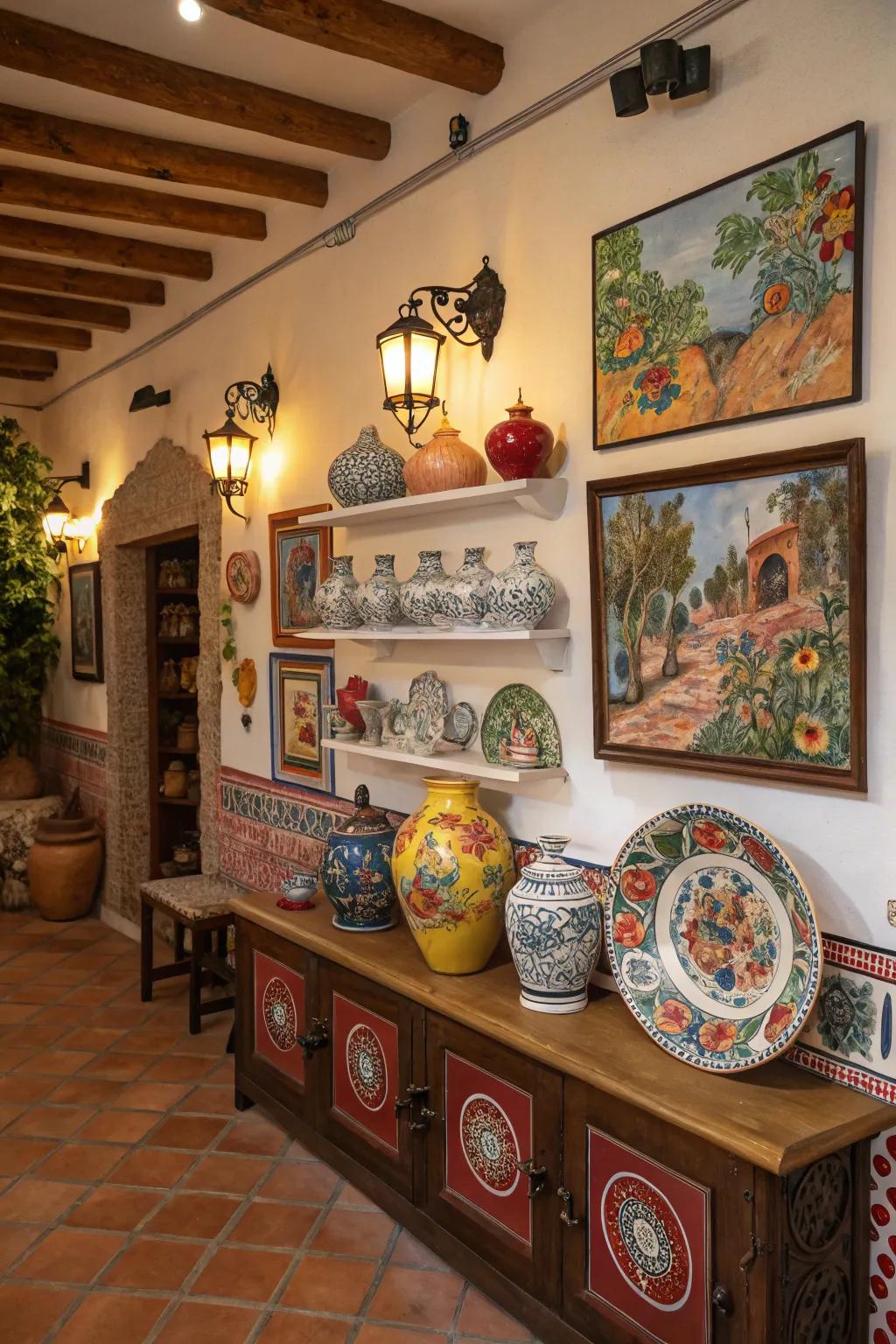 Artistic decor injects personality and vibrancy into the space.