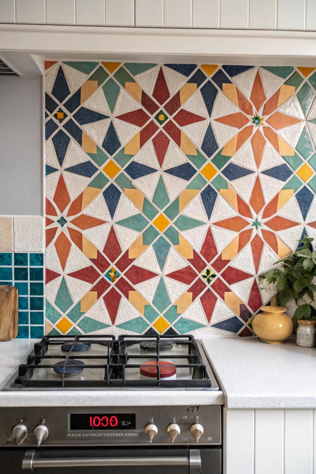 Geometric patterns inject a contemporary edge.